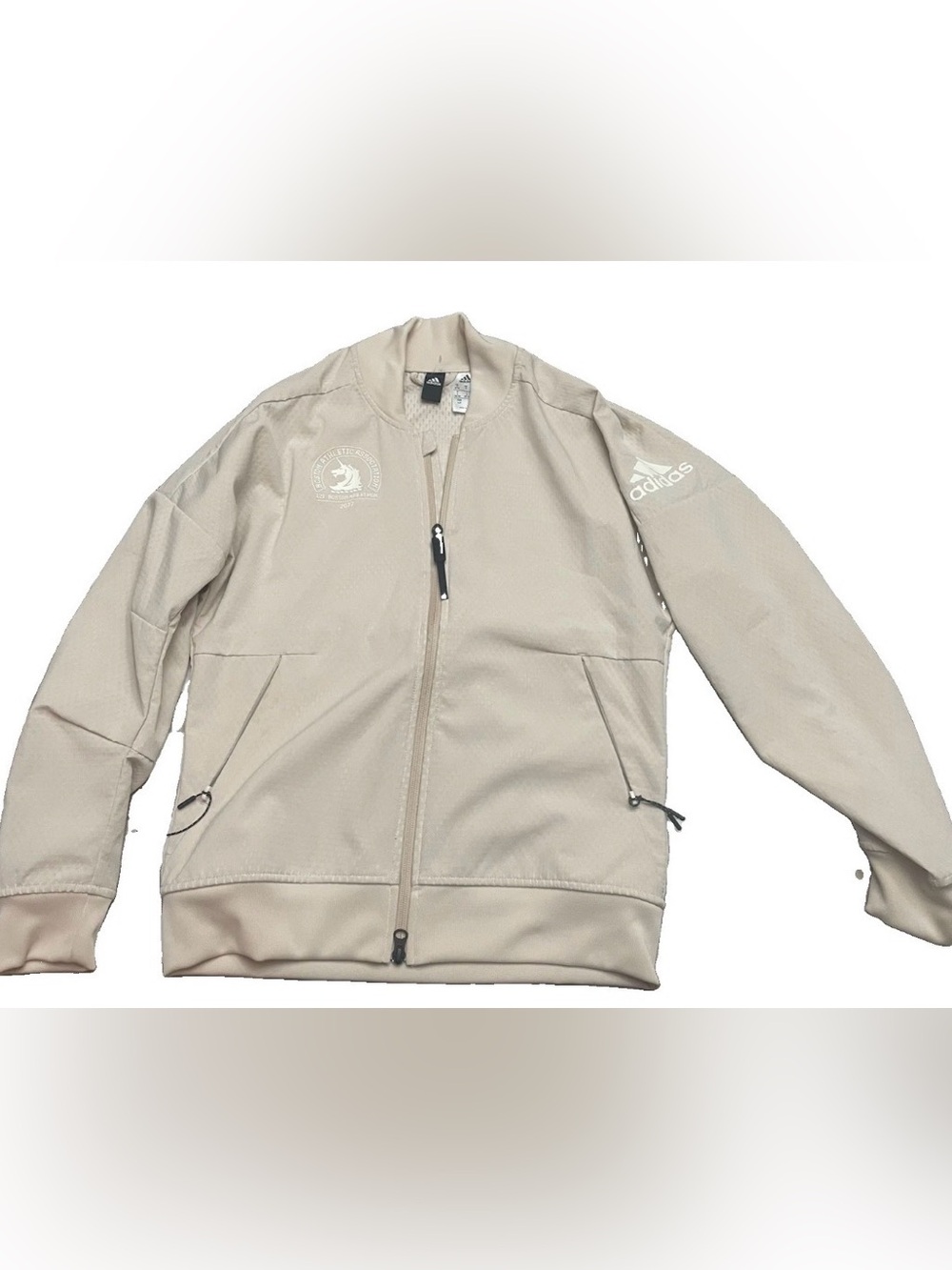 adidas Boston Marathon 2017 Women’s Beige Zip Front Bomber Jacket